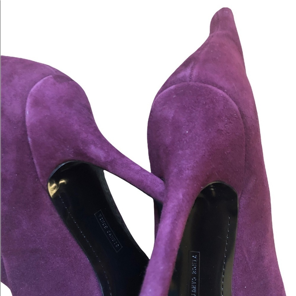 Vince Camuto Caden Burgundy Leather Sexy Suede Booties 9M 3” Heel Almond Toe - Picture 5 of 6